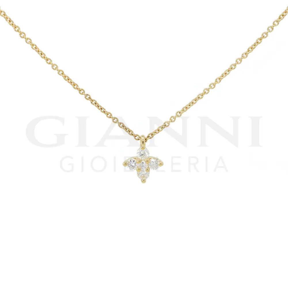 Girocollo Crivelli Fantasia Fiore in Oro Giallo con Diamanti Collane