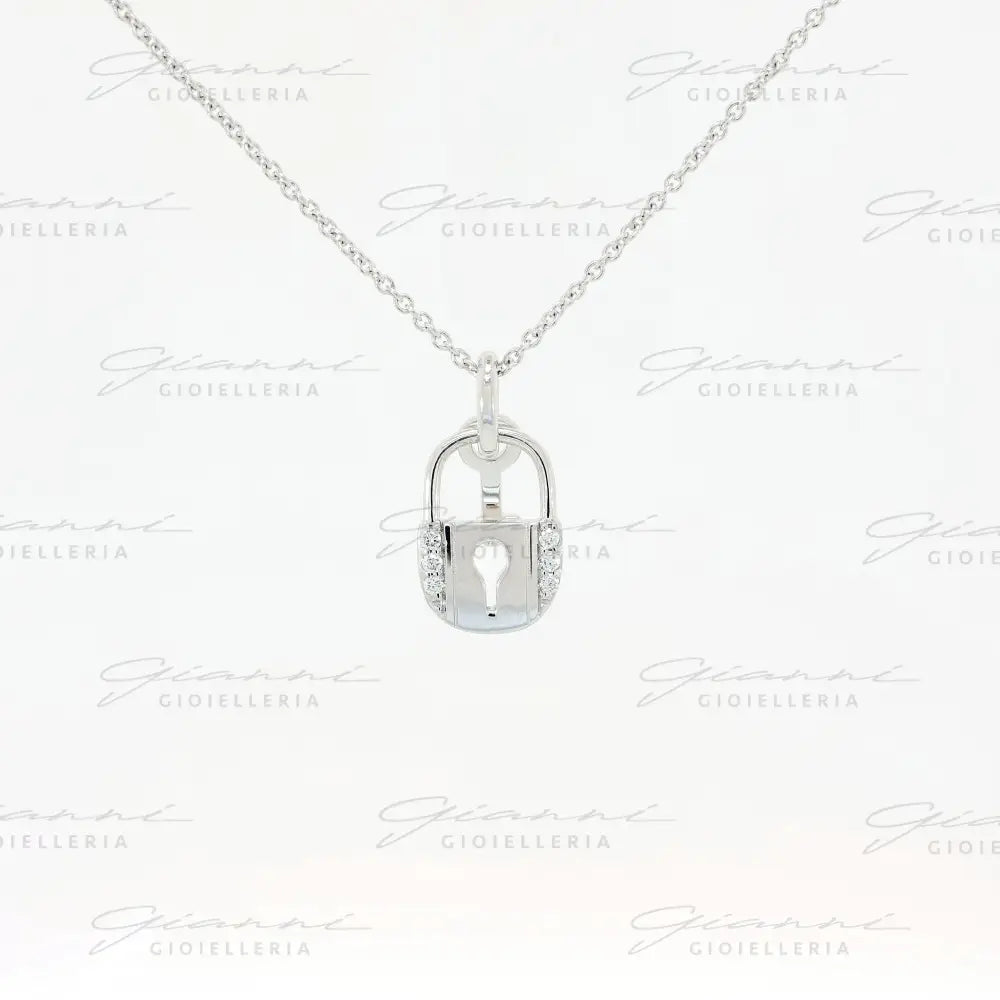 Girocollo Crivelli - Fantasia Lucchetto in Oro Bianco con Diamanti Collane