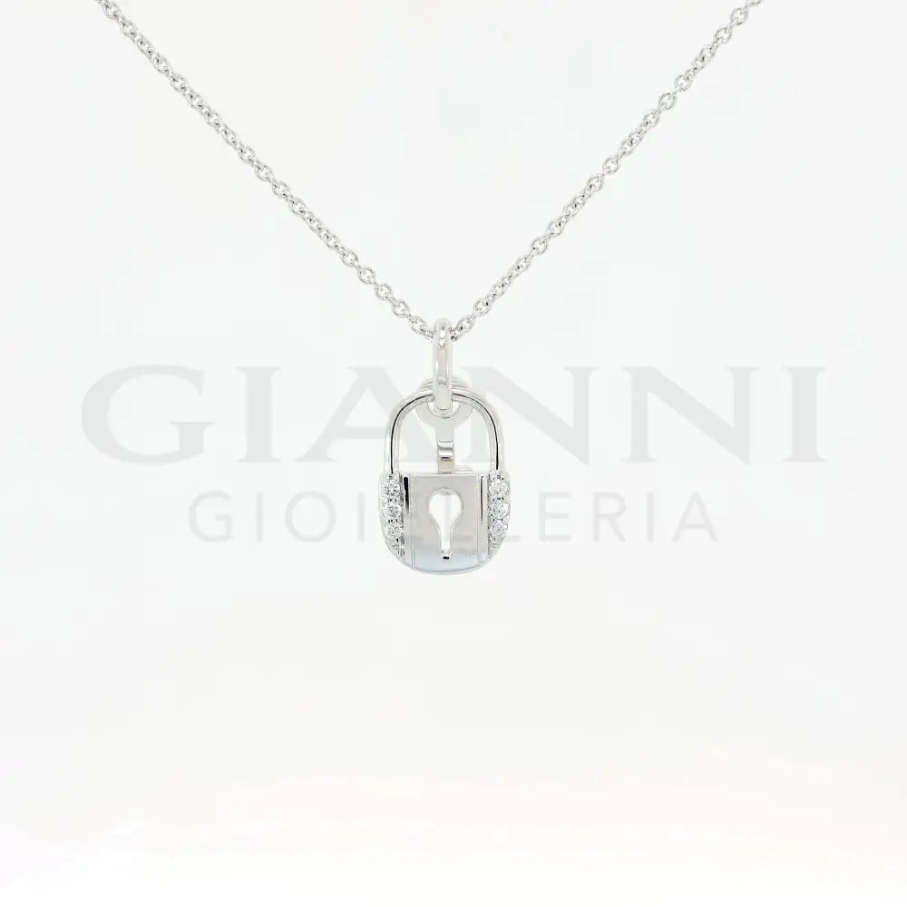Girocollo Crivelli - Fantasia Lucchetto in Oro Bianco con Diamanti Collane
