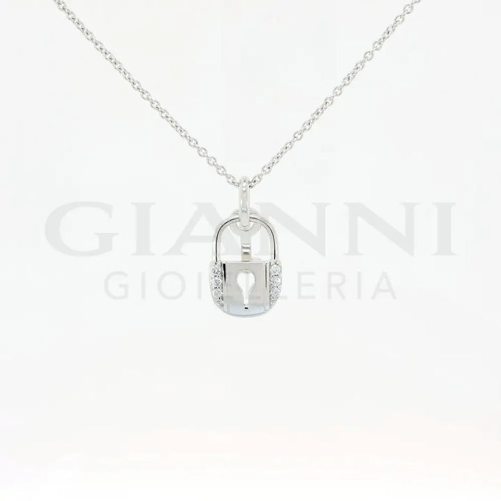 Girocollo Crivelli - Fantasia Lucchetto in Oro Bianco con Diamanti Collane