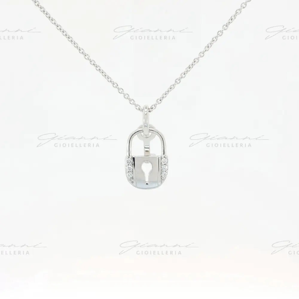 Girocollo Crivelli - Fantasia Lucchetto in Oro Bianco con Diamanti Collane