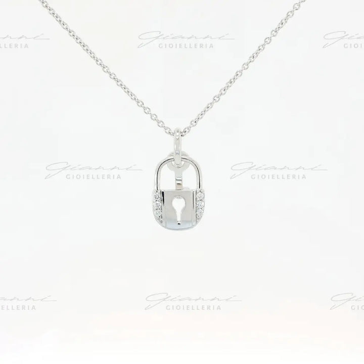 Girocollo Crivelli - Fantasia Lucchetto in Oro Bianco con Diamanti Collane