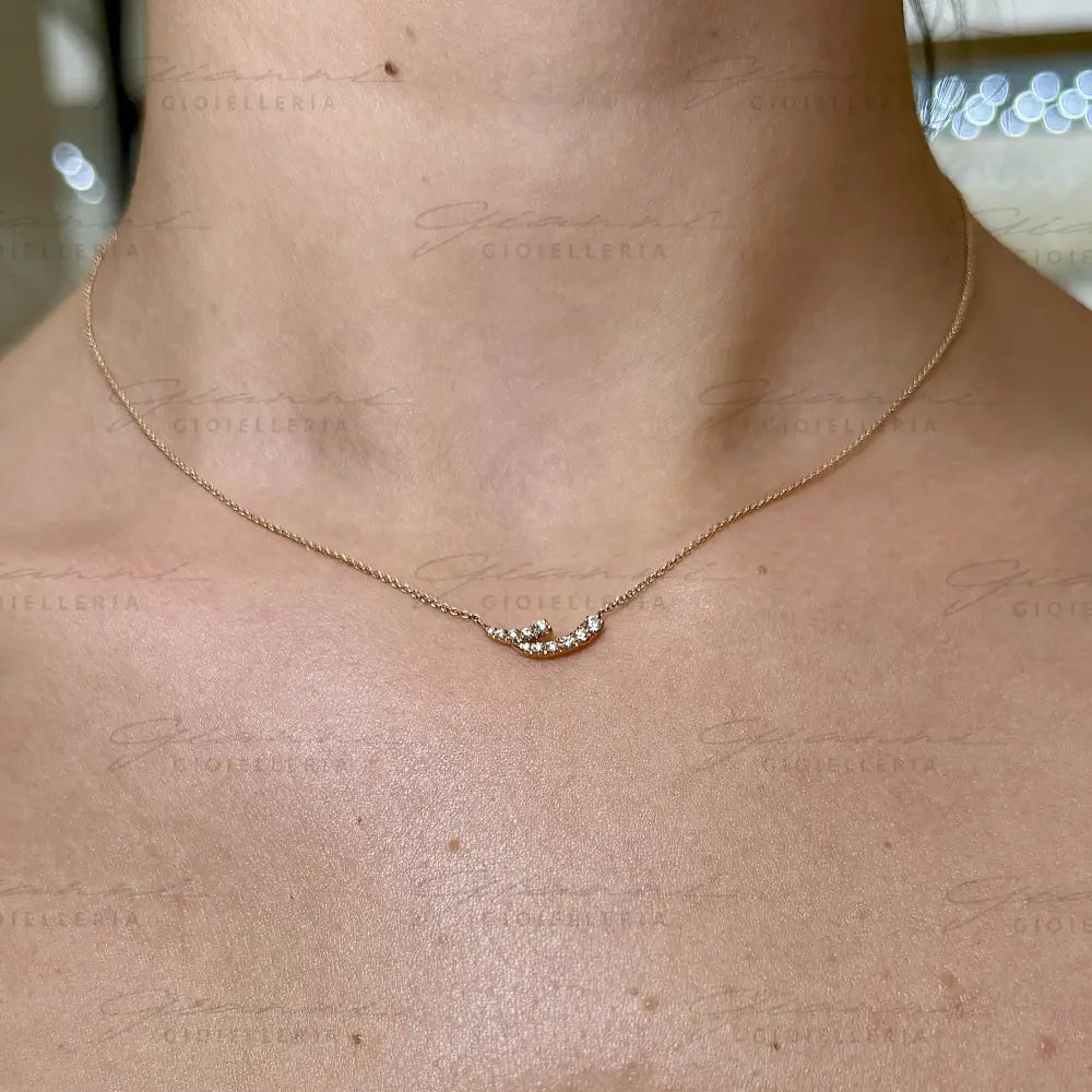 Girocollo Crivelli Fantasia Onda in Oro Rosa con Diamanti Collane