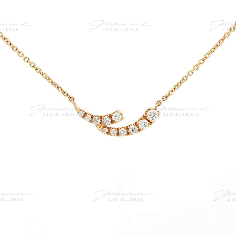 Girocollo Crivelli Fantasia Onda in Oro Rosa con Diamanti Collane