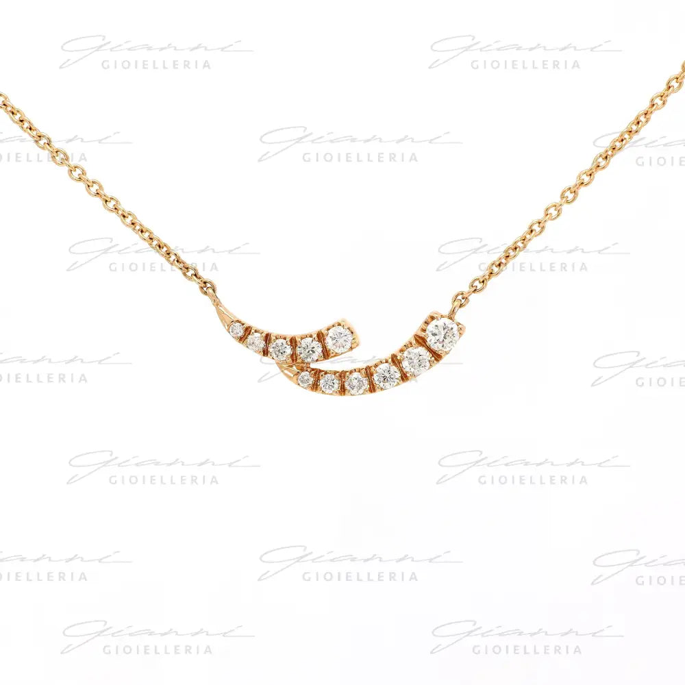 Girocollo Crivelli Fantasia Onda in Oro Rosa con Diamanti Collane