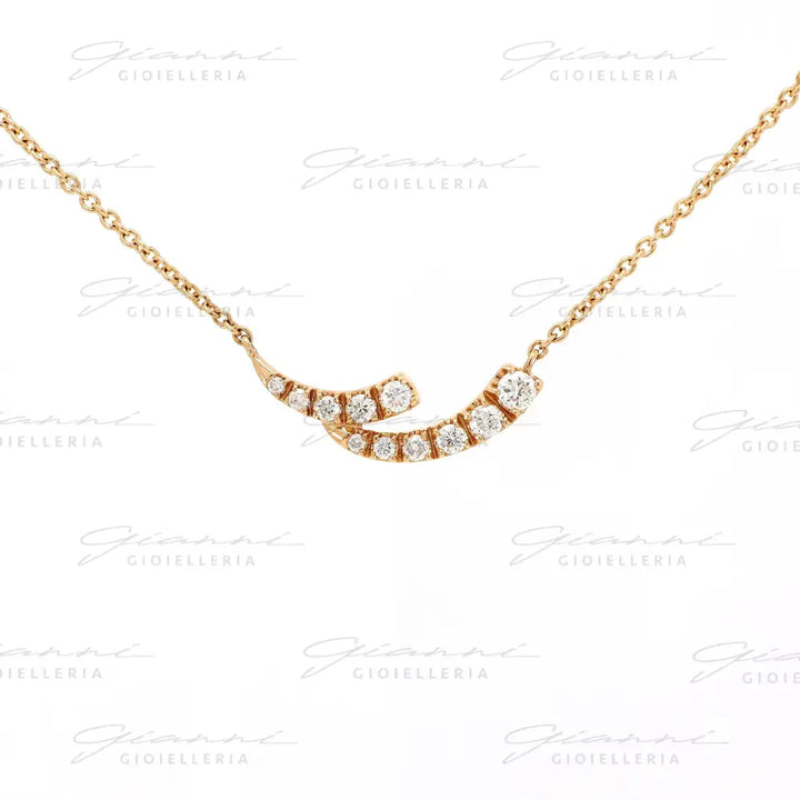 Girocollo Crivelli Fantasia Onda in Oro Rosa con Diamanti Collane