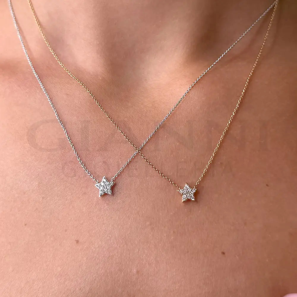 Girocollo Crivelli Fantasia Stellina in Oro Bianco con Pavé di Diamanti Collane
