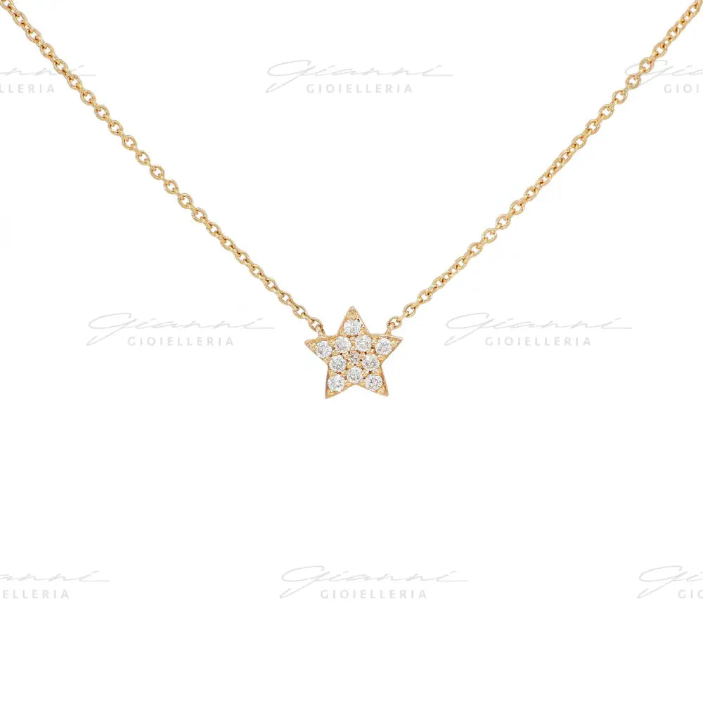 Girocollo Crivelli Fantasia Stellina in Oro Rosa con Pavé di Diamanti Collane