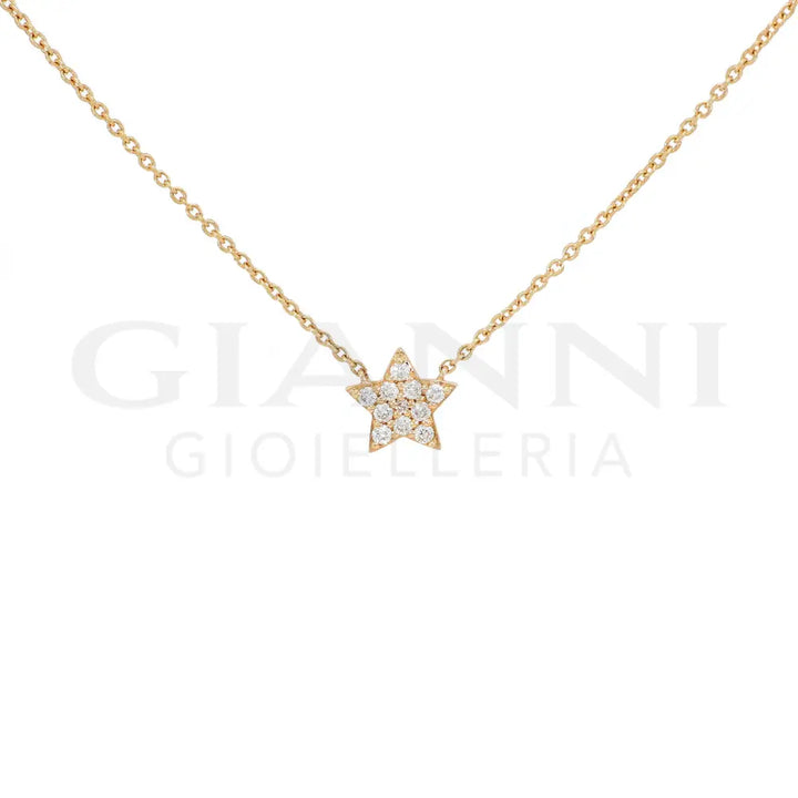 Girocollo Crivelli Fantasia Stellina in Oro Rosa con Pavé di Diamanti Collane