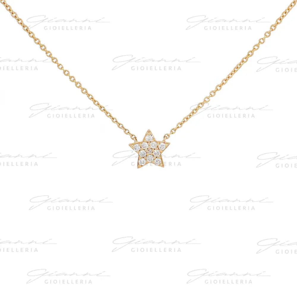Girocollo Crivelli Fantasia Stellina in Oro Rosa con Pavé di Diamanti Collane