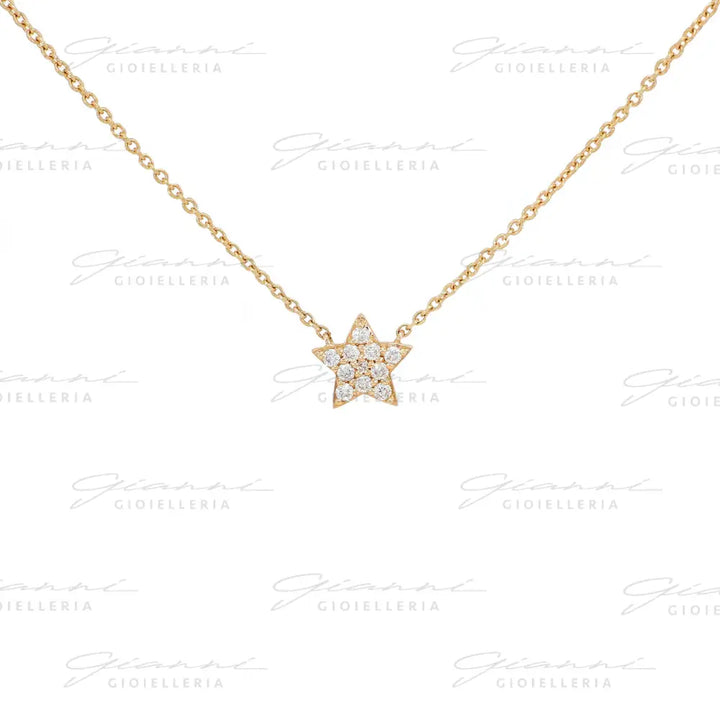 Girocollo Crivelli Fantasia Stellina in Oro Rosa con Pavé di Diamanti Collane