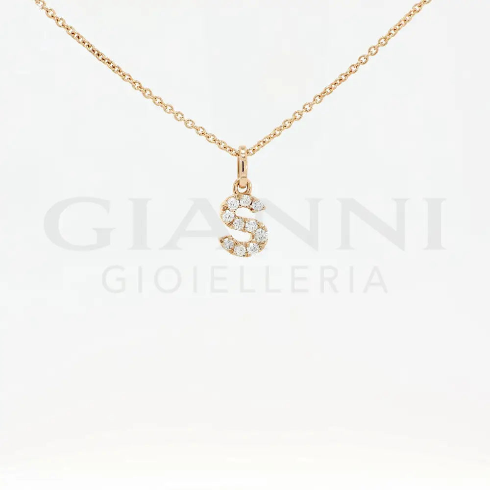 Girocollo Crivelli - Iniziale S in Oro Rosa con Diamanti Collane