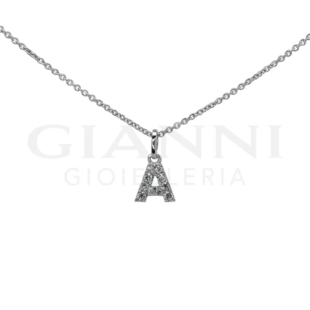 Girocollo Crivelli - Lettera ’A’ con Diamanti in Oro Bianco - Collane