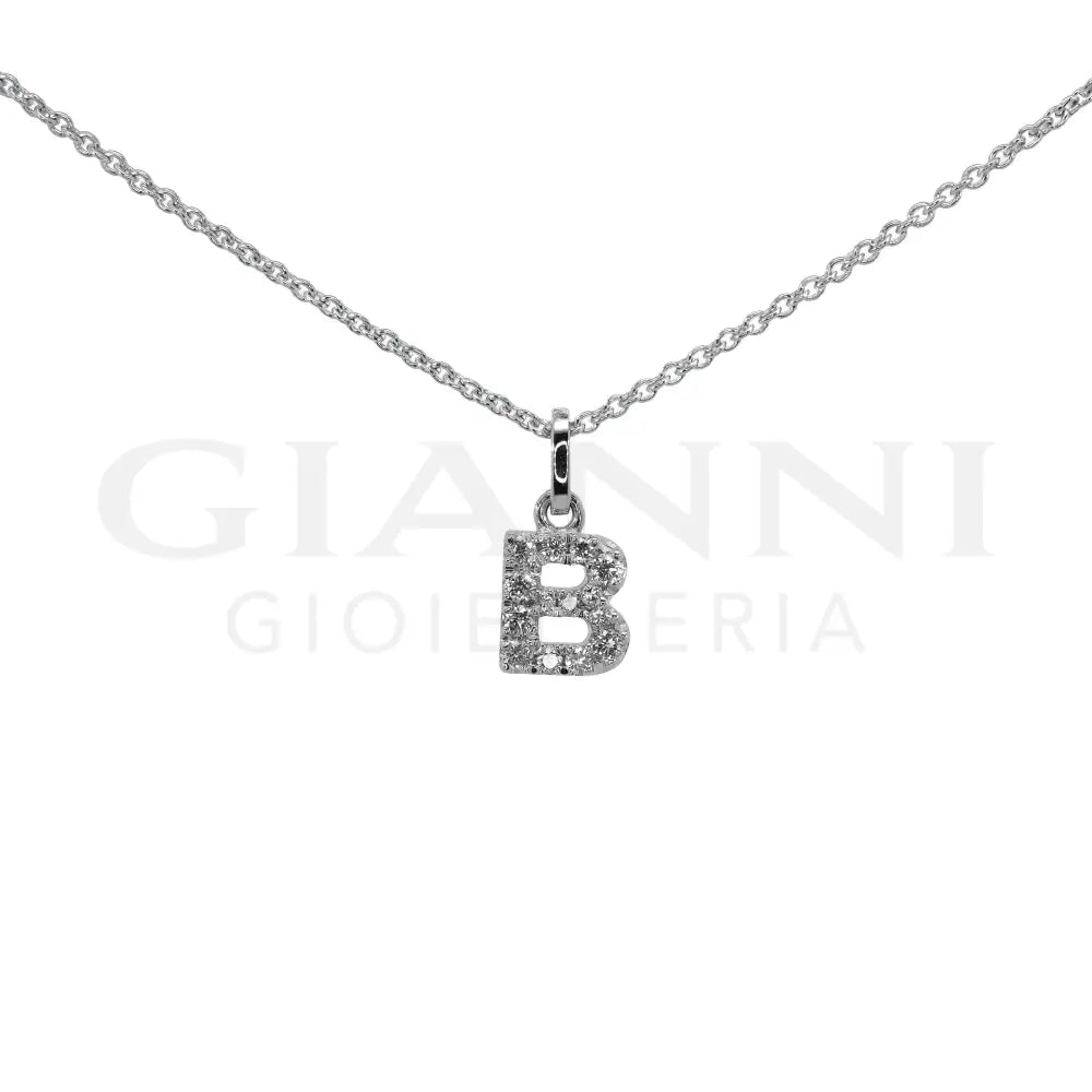Girocollo Crivelli - Lettera ’B’ con Diamanti in Oro Bianco - Collane