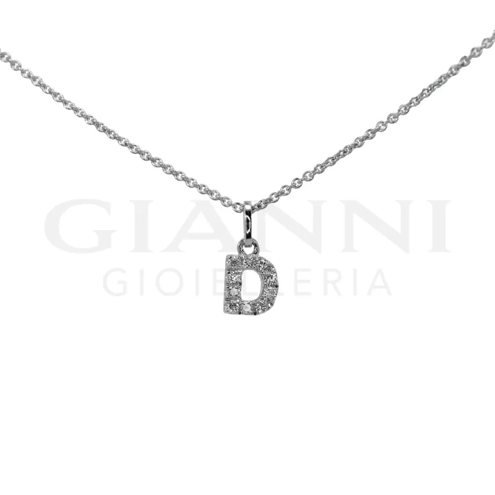 Girocollo Crivelli - Lettera ’D’ con Diamanti in Oro Bianco - Collane