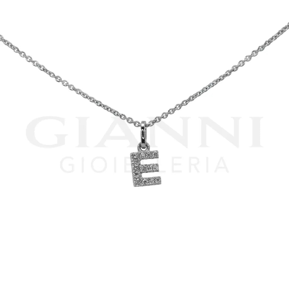 Girocollo Crivelli - Lettera ’E’ con Diamanti in Oro Bianco - Collane