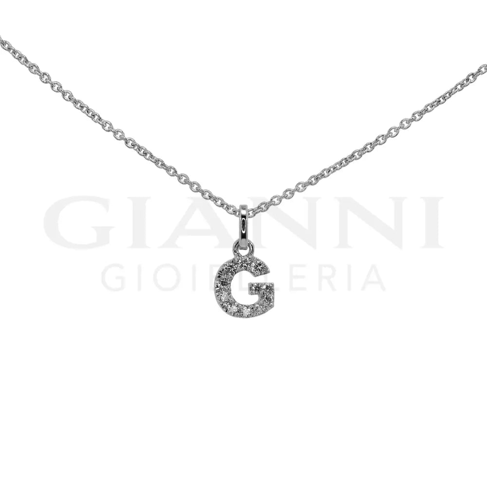 Girocollo Crivelli - Lettera ’G’ con Diamanti in Oro Bianco - Collane