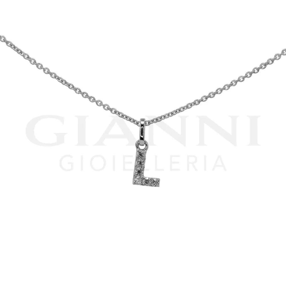 Girocollo Crivelli - Lettera ’L’ con Diamanti in Oro Bianco - Collane