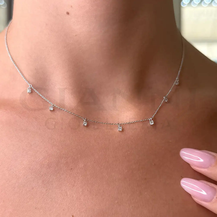 Girocollo Crivelli Oro Bianco con 7 Diamanti Pendenti Collane