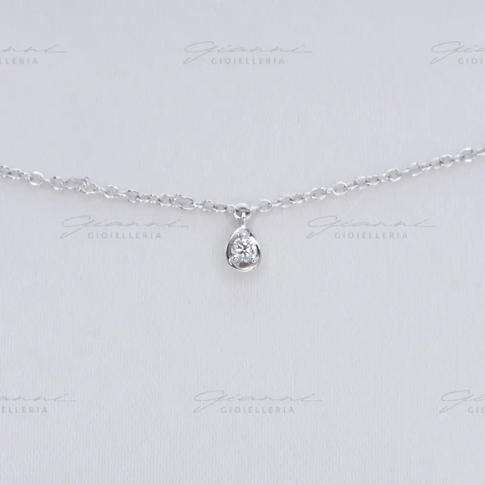 Girocollo Crivelli - Oro Bianco con Diamanti Pendenti Collane
