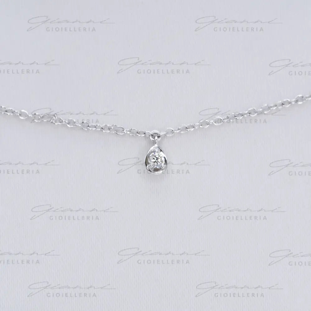 Girocollo Crivelli - Oro Bianco con Diamanti Pendenti Collane