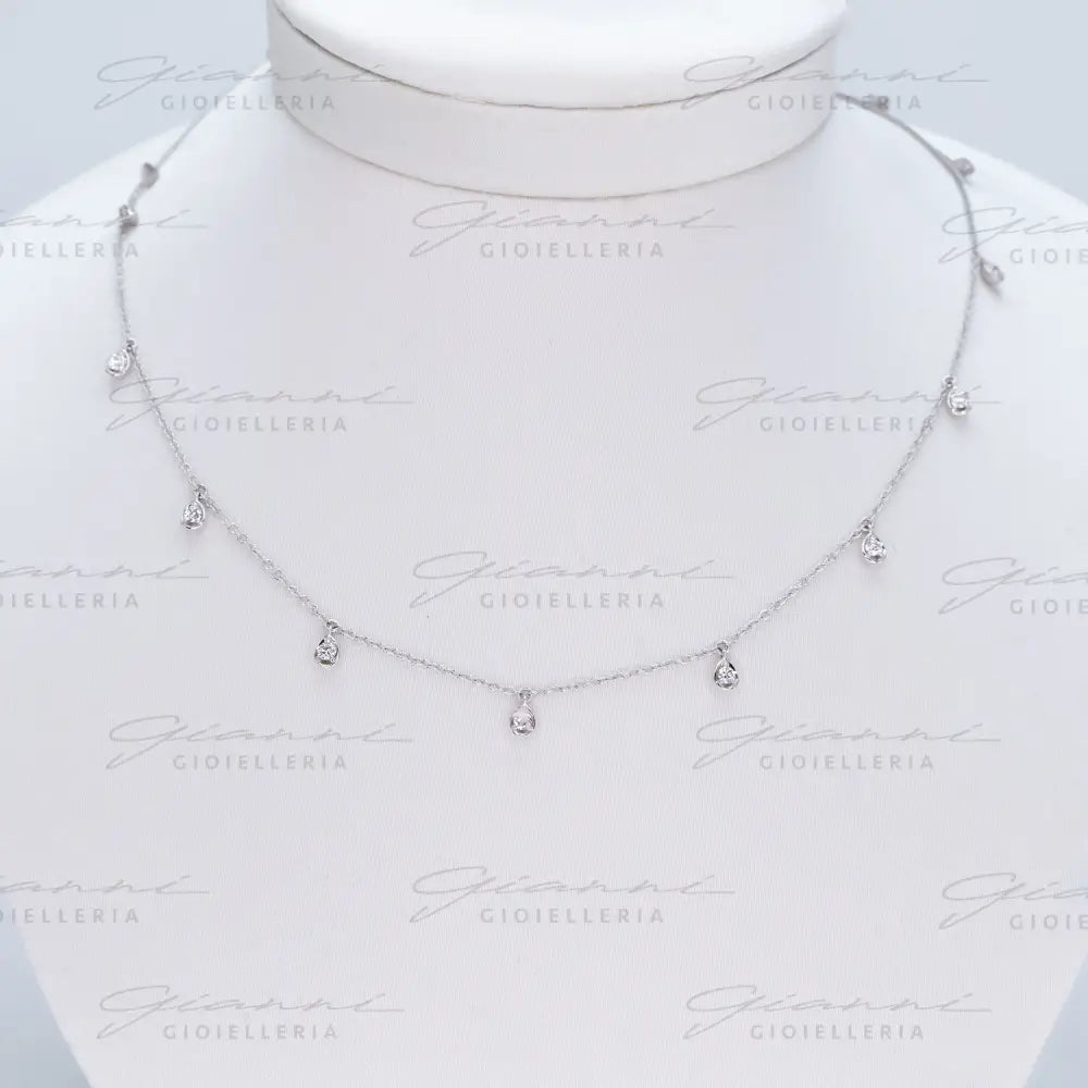 Girocollo Crivelli - Oro Bianco con Diamanti Pendenti Collane
