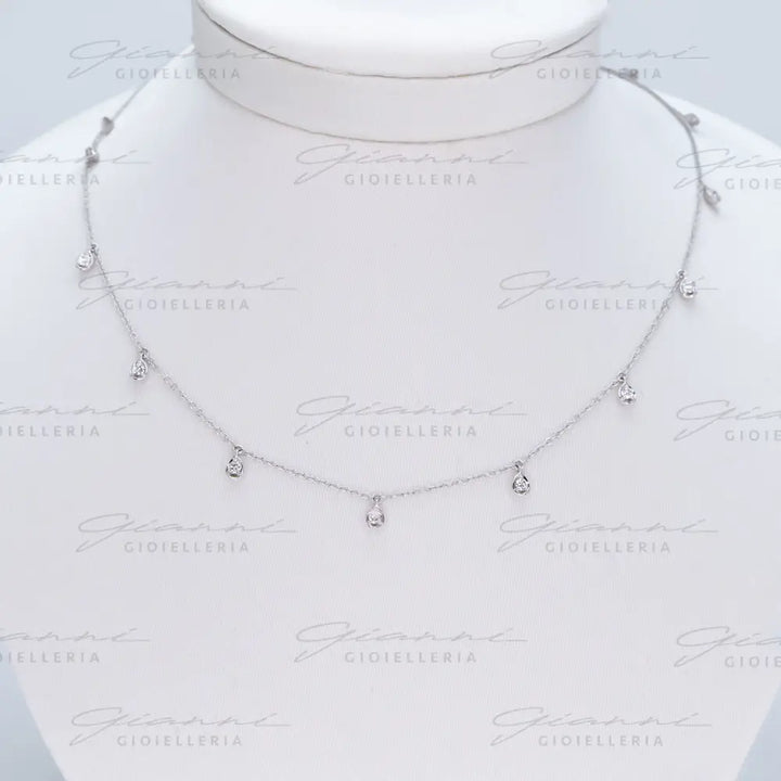 Girocollo Crivelli - Oro Bianco con Diamanti Pendenti Collane