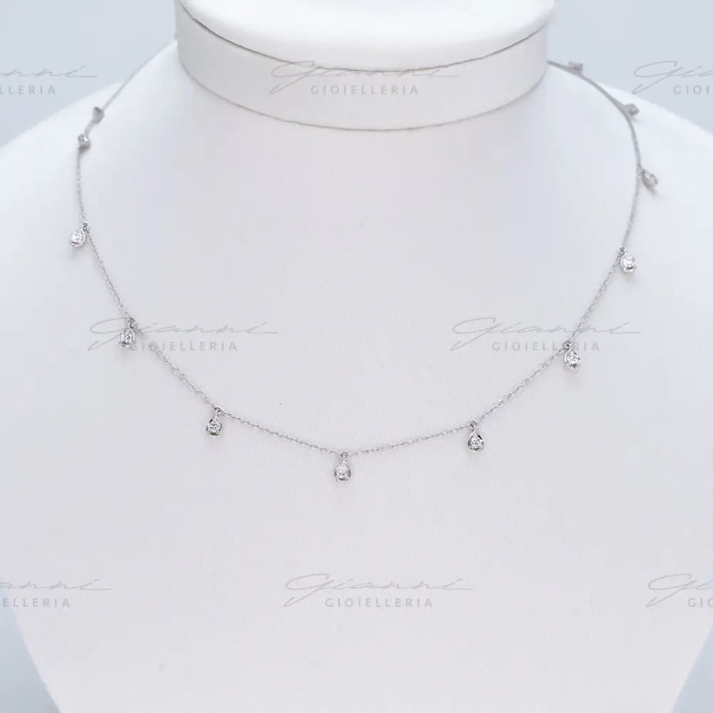 Girocollo Crivelli - Oro Bianco con Diamanti Pendenti Collane