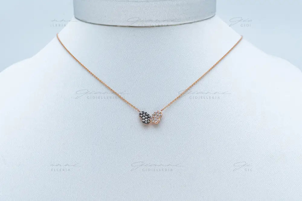 Girocollo Crivelli - Oro Giallo 18 kt con Pendente Farfalla in Diamanti Bianchi e Brown Collane