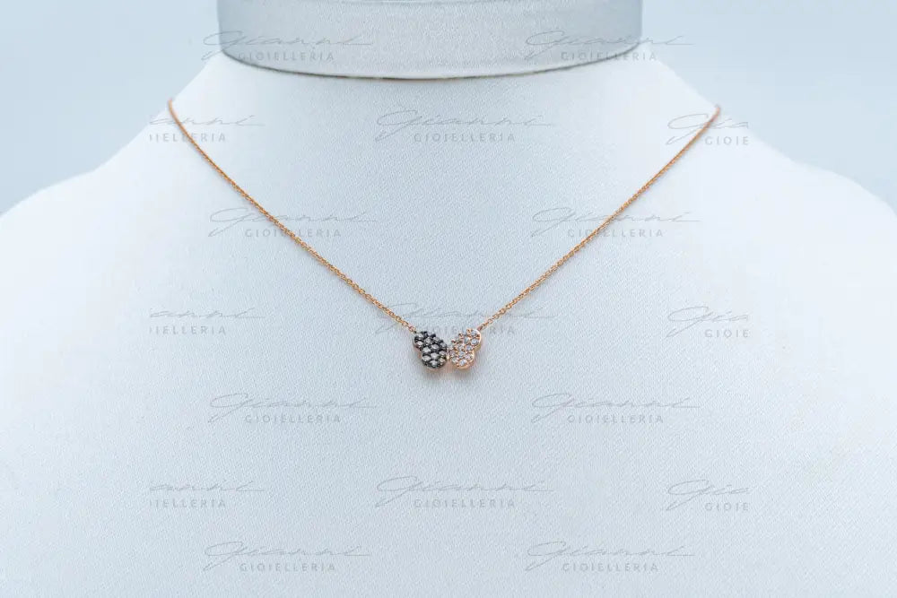 Girocollo Crivelli - Oro Giallo 18 kt con Pendente Farfalla in Diamanti Bianchi e Brown Collane