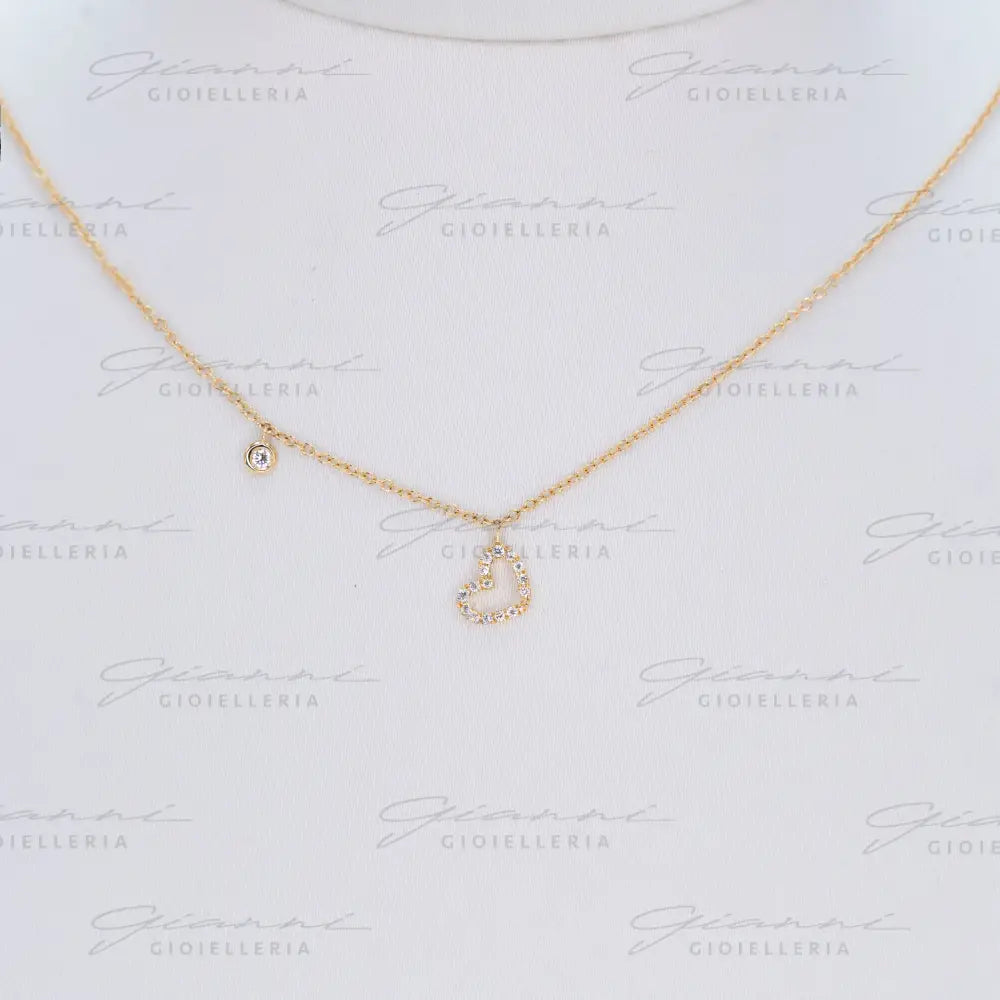 Girocollo Crivelli - Oro giallo con cuore in diamanti Collane