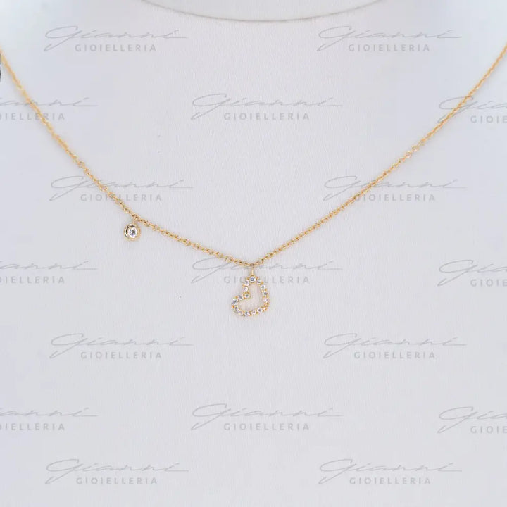 Girocollo Crivelli - Oro giallo con cuore in diamanti Collane
