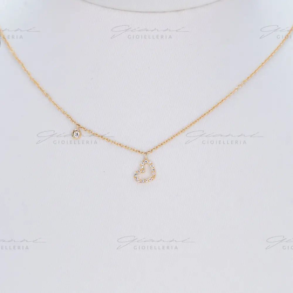 Girocollo Crivelli - Oro giallo con cuore in diamanti Collane