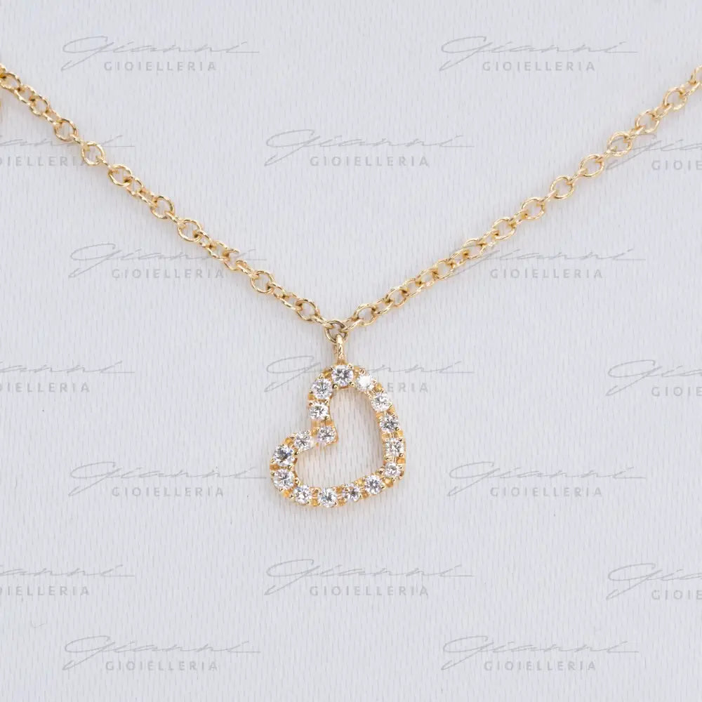 Girocollo Crivelli - Oro giallo con cuore in diamanti Collane