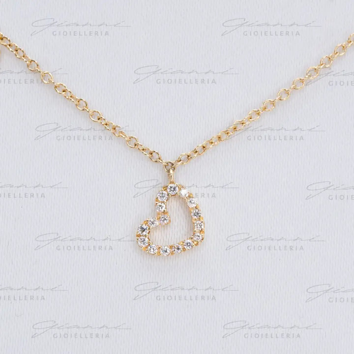 Girocollo Crivelli - Oro giallo con cuore in diamanti Collane