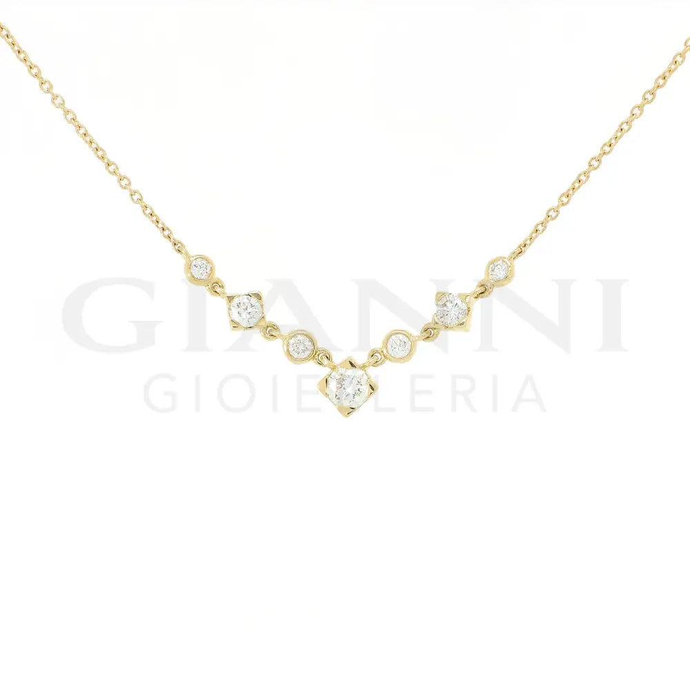 Girocollo Crivelli Oro Giallo con Diamanti Pendenti Collane