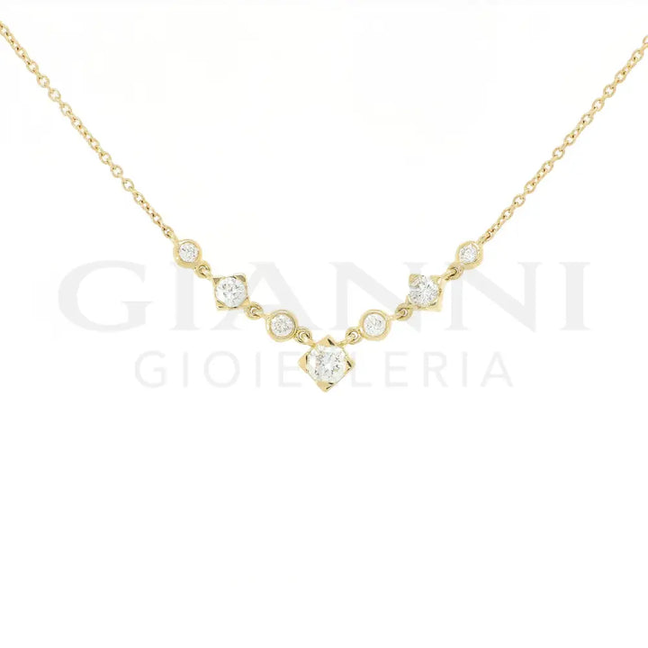 Girocollo Crivelli Oro Giallo con Diamanti Pendenti Collane