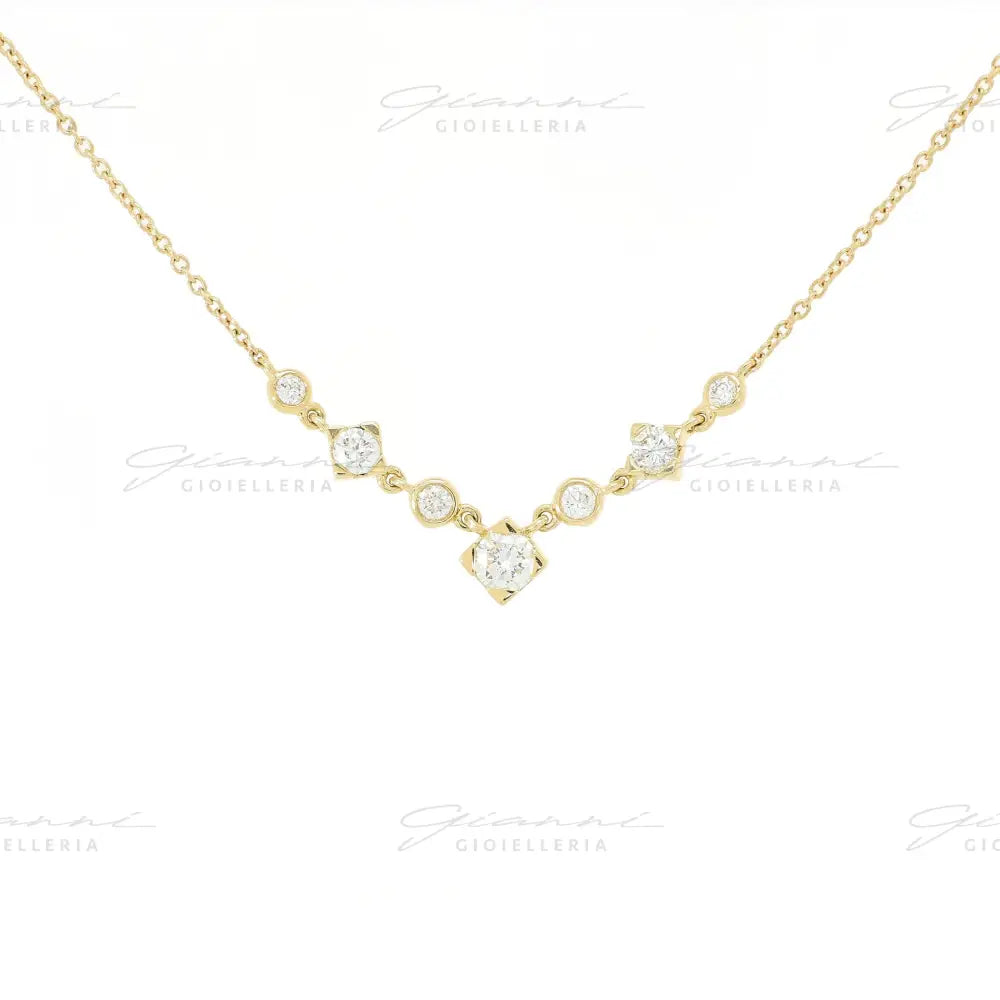 Girocollo Crivelli Oro Giallo con Diamanti Pendenti Collane