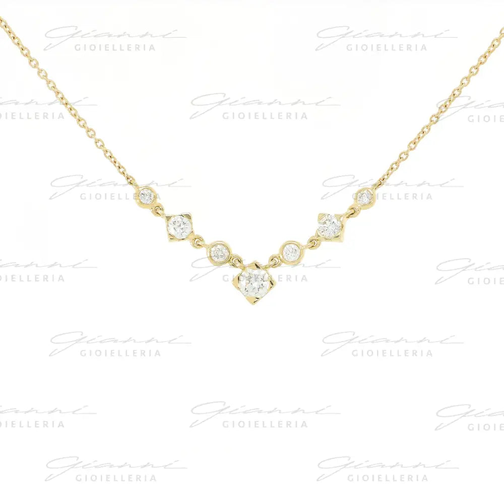 Girocollo Crivelli Oro Giallo con Diamanti Pendenti Collane