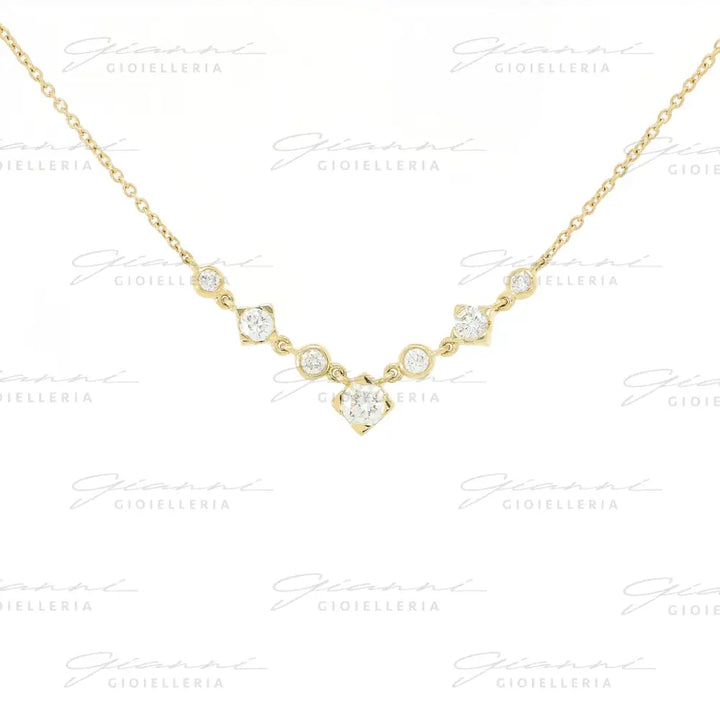 Girocollo Crivelli Oro Giallo con Diamanti Pendenti Collane