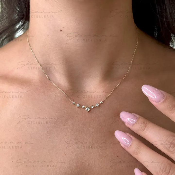 Girocollo Crivelli Oro Giallo con Diamanti Pendenti Collane