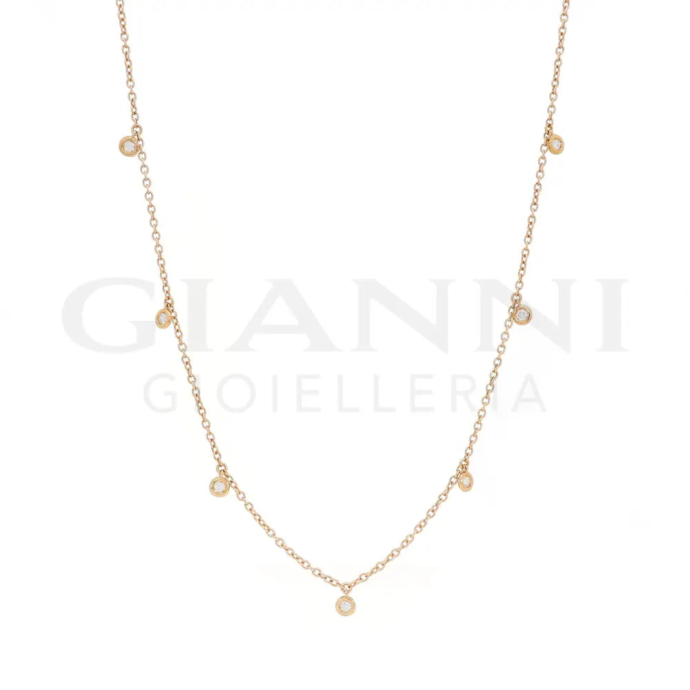 Girocollo Crivelli Oro Rosa con 9 Diamanti Pendenti Collane