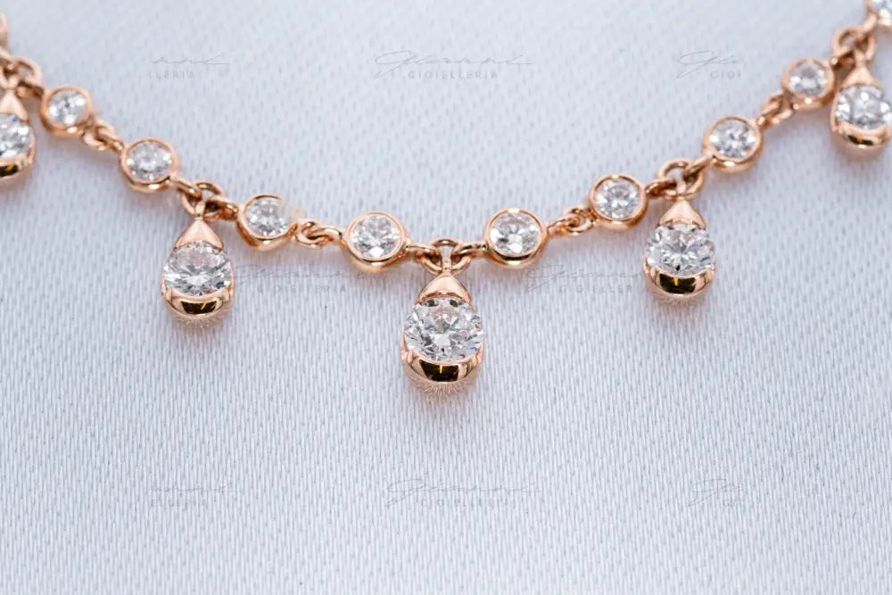 Girocollo Crivelli - Oro Rosa con Diamanti Pendenti Collane
