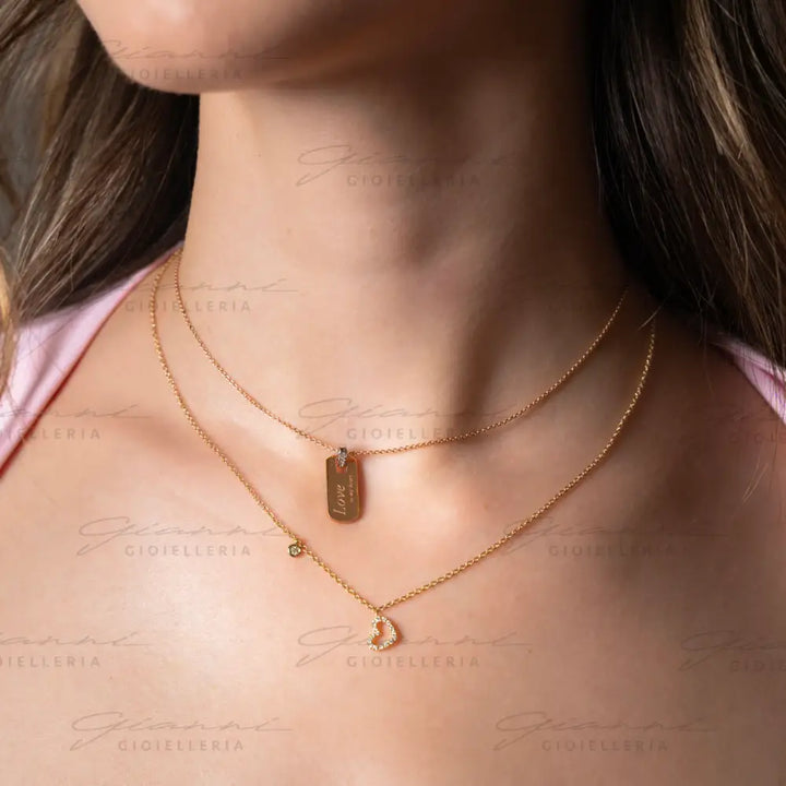 Girocollo Crivelli - Oro rosa medaglia con incisione e diamanti Collane