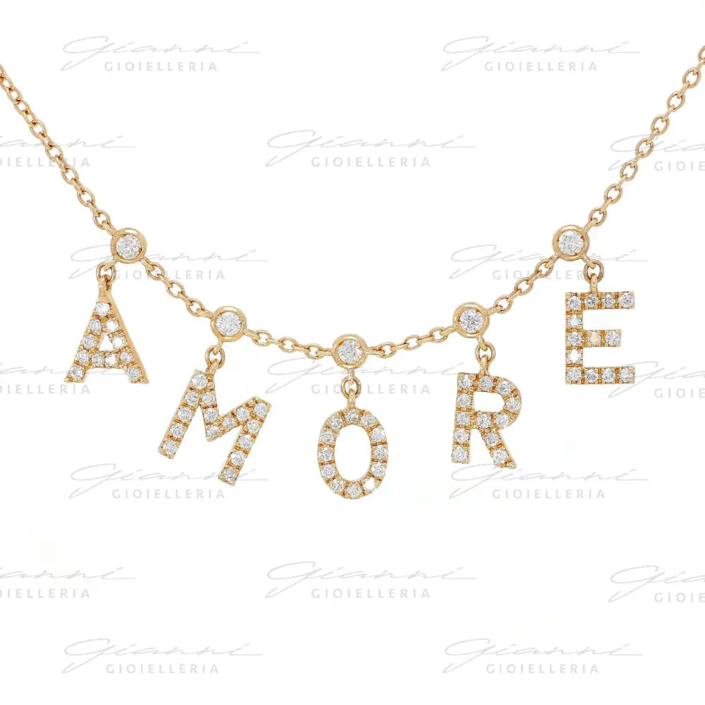 Girocollo Crivelli - Pendente ’Amore’ in Oro Rosa con Diamanti Collane