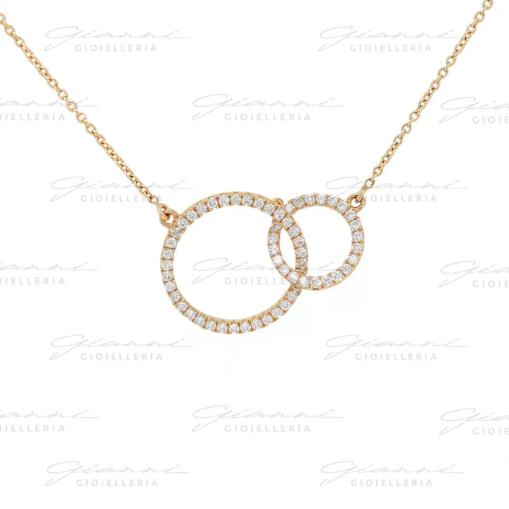 Girocollo Crivelli - Pendente Fantasia Cerchi in Oro Rosa con Diamanti Collane