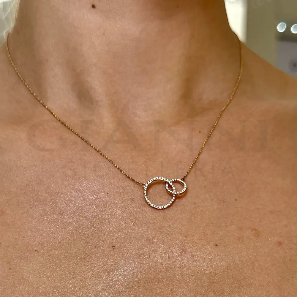 Girocollo Crivelli - Pendente Fantasia Cerchi in Oro Rosa con Diamanti Collane