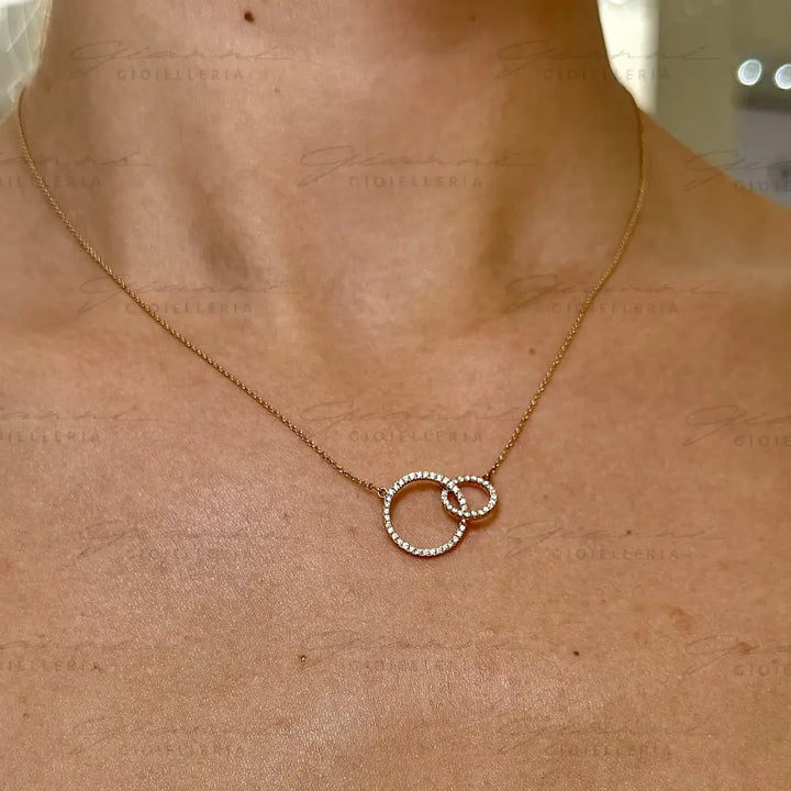 Girocollo Crivelli - Pendente Fantasia Cerchi in Oro Rosa con Diamanti Collane