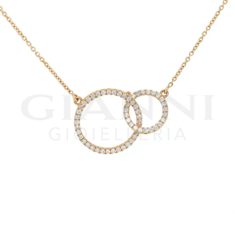 Girocollo Crivelli - Pendente Fantasia Cerchi in Oro Rosa con Diamanti Collane
