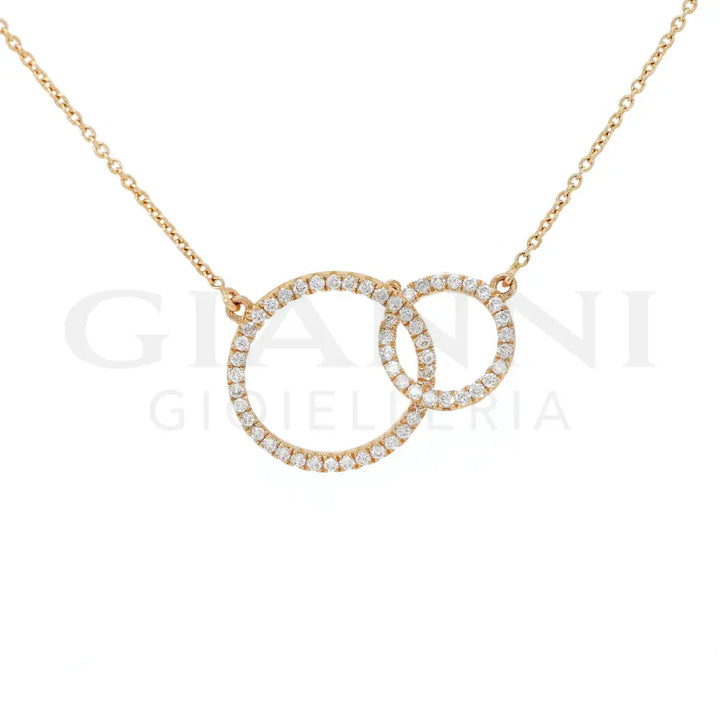 Girocollo Crivelli - Pendente Fantasia Cerchi in Oro Rosa con Diamanti Collane